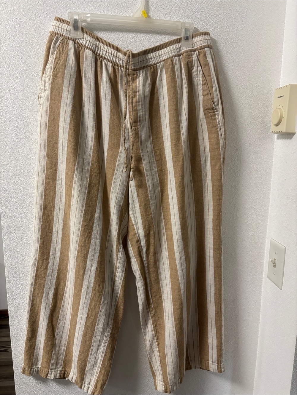 Old Navy Striped Corduroy Pants — Brown & White Linen Blend